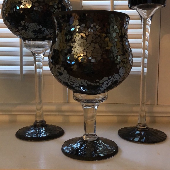 Black crackle candle holders - Picture 6 of 8